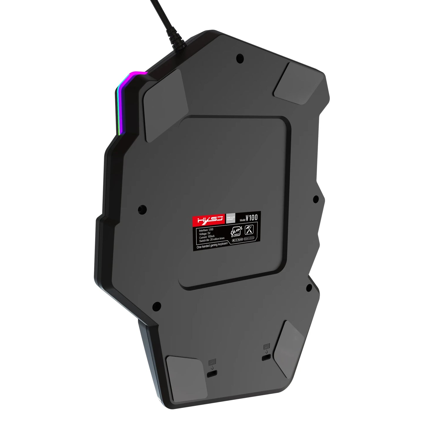 Ergonomic One-Handed Gaming Keyboard, 35-Key Compact Design, RGB Lighting, USB Powered, Thin Film Keys for Enhanced Gaming