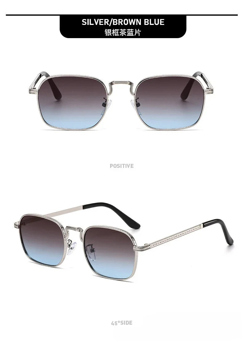 New Square Oval Metal Sunglasses Fashionable Retro Men Sunglasses Women Personalized Uv Resistant Eyeglass Luxury Design Uv400