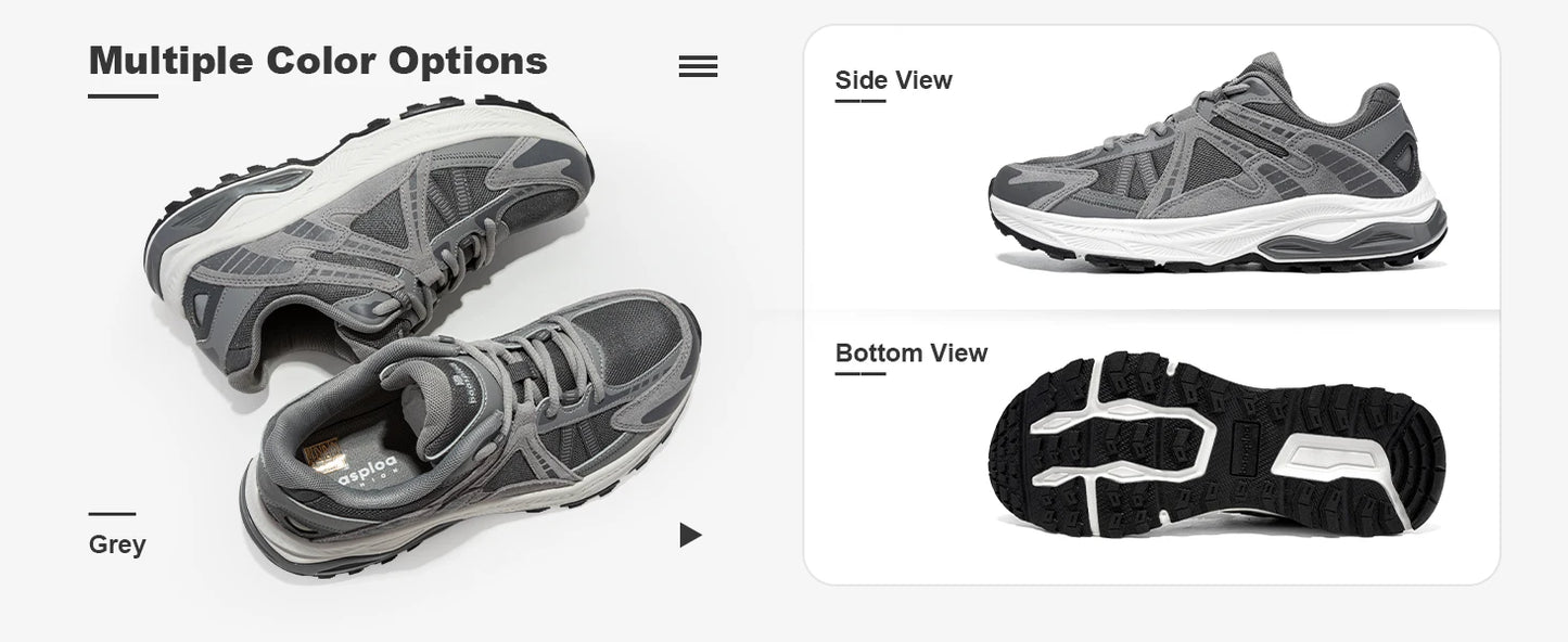 Baasploa New Men Running Shoes Outdoor Casual Lightweight Breathable Sneakers Male Cushioning Non-Slip Vintage Sports Shoes