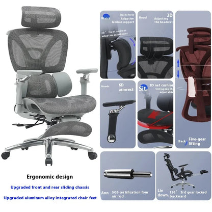 Ergonomic Office Chair Mesh Seat Adjustable Headrest Commercial Chair Footrests Support Comfortable Lumbar Chaise Ergonomique