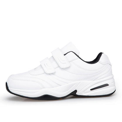 Men's Adjustable Hook and Loop Leather Sneakers Casual Sports Shoes White Sneakers Masculino Zapatillas Deportivas Tenis
