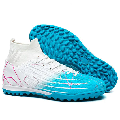 New Professional High-Top Football Shoes Artificial Grass Leather Youth Students Training Soccer Shoes for Men and Women Sports