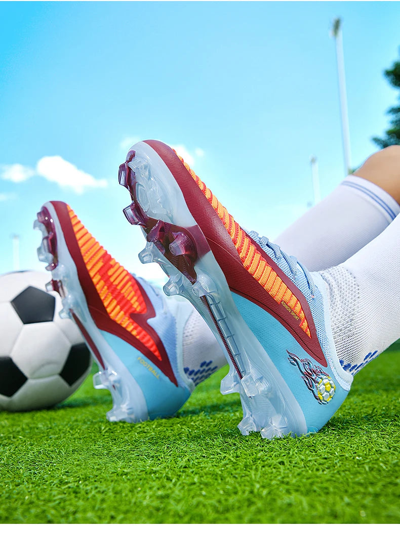Męskie buty piłkarskie, sportowe buty do piłki nożnej, buty z kolcami do użytku na świeżym powietrzu, dla dorosłych, antypoślizgowe, dla chłopców, z długimi kolcami, treningowe, oddychające, meczowe, wygodne