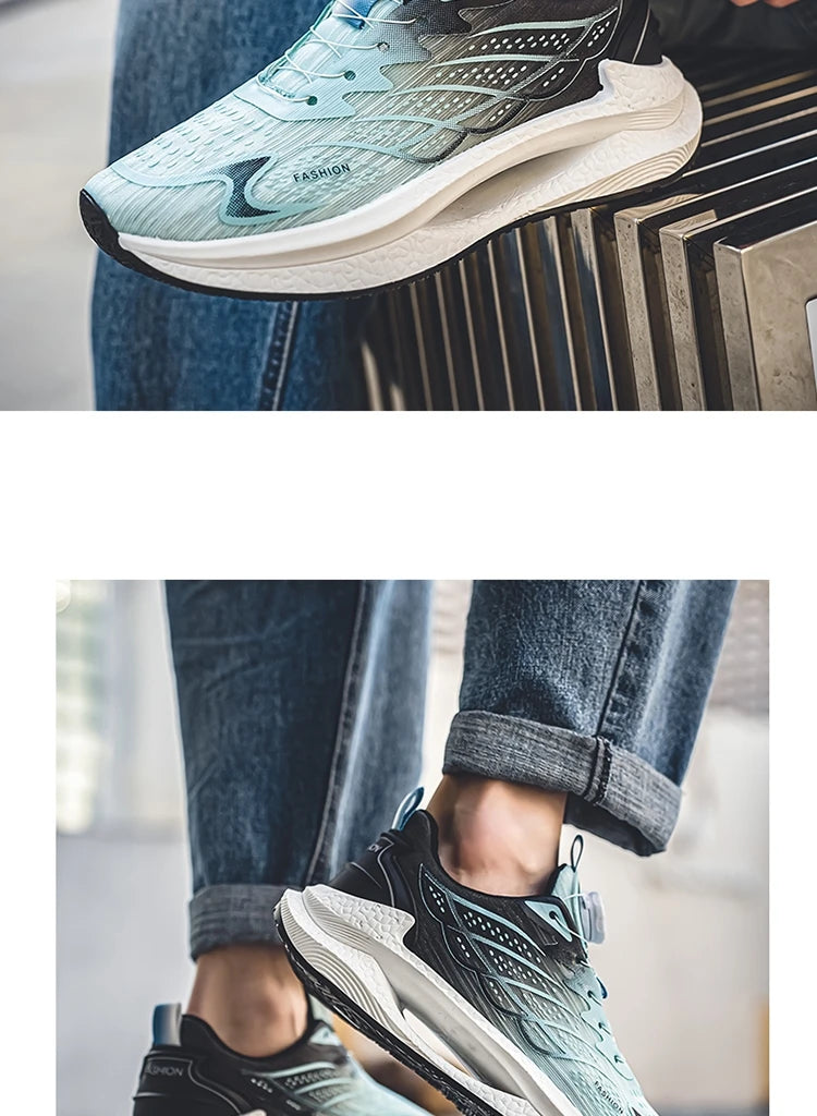 Zapatillas deportivas informales de verano transpirables para hombre, nuevas zapatillas de running de malla transpirable, modernas y versátiles, con hebilla giratoria, adecuadas para deportes al aire libre y para el día a día