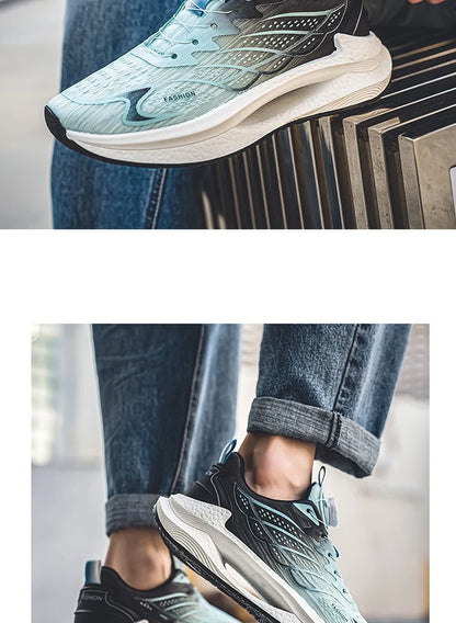 Zapatillas deportivas informales de verano transpirables para hombre, nuevas zapatillas de running de malla transpirable, modernas y versátiles, con hebilla giratoria, adecuadas para deportes al aire libre y para el día a día