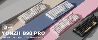 YUNZII B98 PRO QMK/VIA Wireless Mechanical Keyboard, 96% Layout Custom Gaming Keyboard, Hot-Swap Gasket RGB Keyboard for Win/Mac