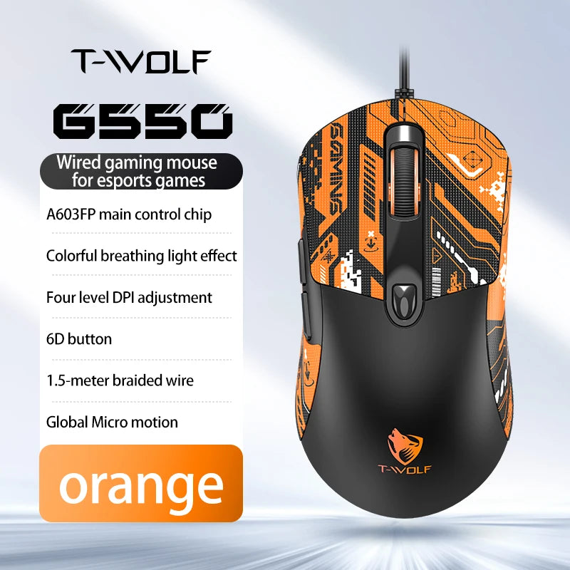 2026 Wired Gaming Mouse RGB with Anti-Slip Grip, 6-Key Ergonomic Gaming Mouse for PC, Desktop & Laptop, Adjustable DPI Wired Gaming Mouse