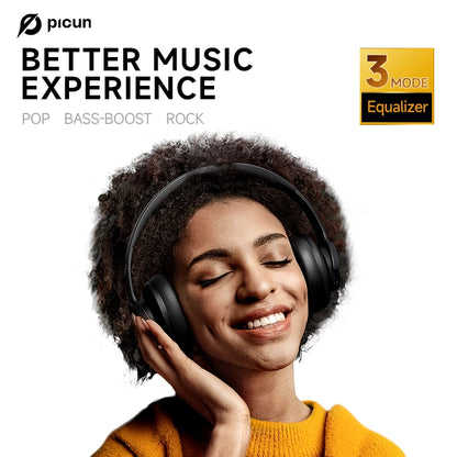 Picun B8 Wireless Bluetooth Headphones with 120H Playtime, Bluetooth 5.3, Deep Bass, Low Latency Gaming Headset with Microphone