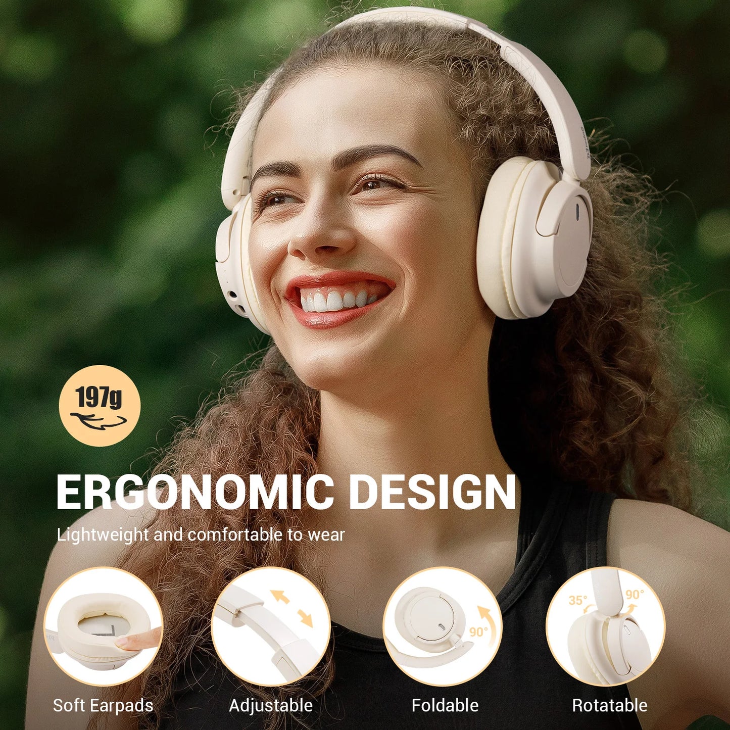OneOdio EKSA V16 Bluetooth 5.3 Wireless Headphones with Mic, Hi-Res HiFi Over Ear Headset, 90H Battery, Bass Mode, Wired & Wireless Audio