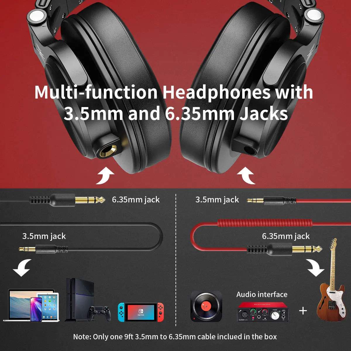 OneOdio A71 Wired Over Ear HiFi Studio DJ Headphones with Mic – Professional Monitoring Gaming Headset with Deep Bass