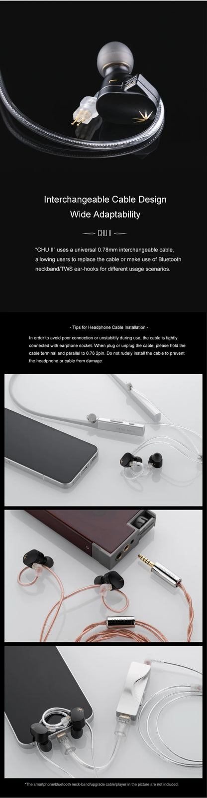 Moondrop CHU II Wired IEM Earphones with Dynamic Driver, CHU2 HiFi In-Ear Monitor Headphones, Detachable 0.78mm Cable Earbuds