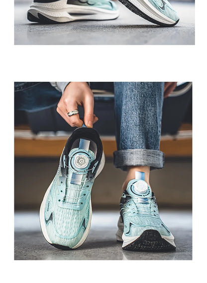 Zapatillas deportivas informales de verano transpirables para hombre, nuevas zapatillas de running de malla transpirable, modernas y versátiles, con hebilla giratoria, adecuadas para deportes al aire libre y para el día a día