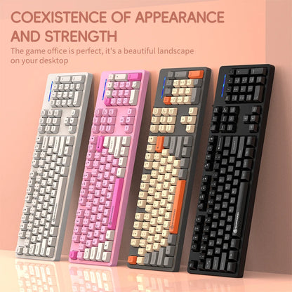 104Keys Wired Gaming Keyboard Ergonomics Splash Water Colorful ABS Wear-resistant Keycaps Keyboards with Technology Light Key