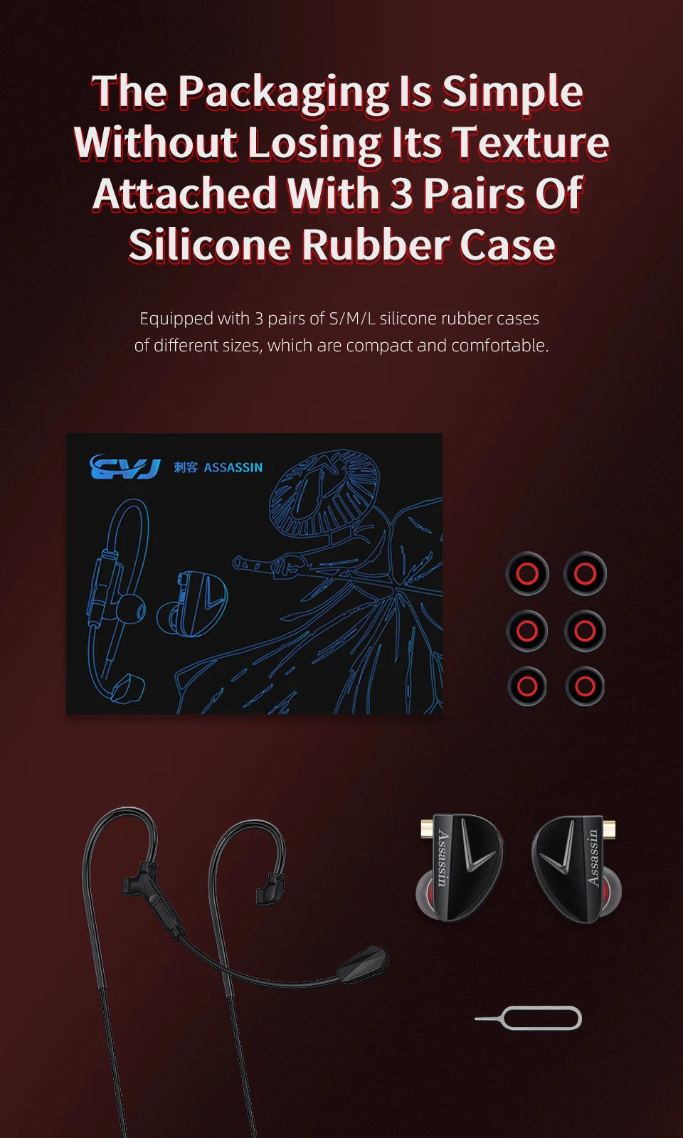 CVJ Assassin Hybrid Gaming Earphones 1DD+1BA Vibration Driver Wired HiFi Headphones with Mic, Type-C & 3.5mm In-Ear Gaming Earphones for E-Sports