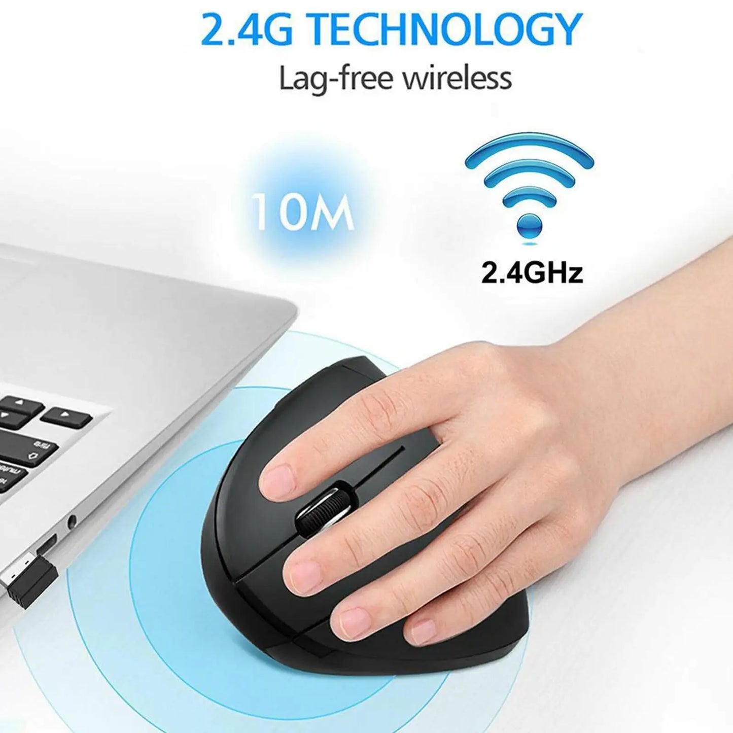 2.4G bezdrôtová vertikálna herná myš, ergonomická, 1600DPI, pre PC, notebook, kanceláriu, mini herná myš