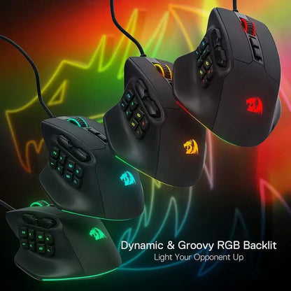 Redragon M811 Aatrox MMO Gaming Mouse, Wired RGB Gaming Mouse with 15 Programmable Buttons, 12400 DPI Ergonomic Optical Gamer Mouse