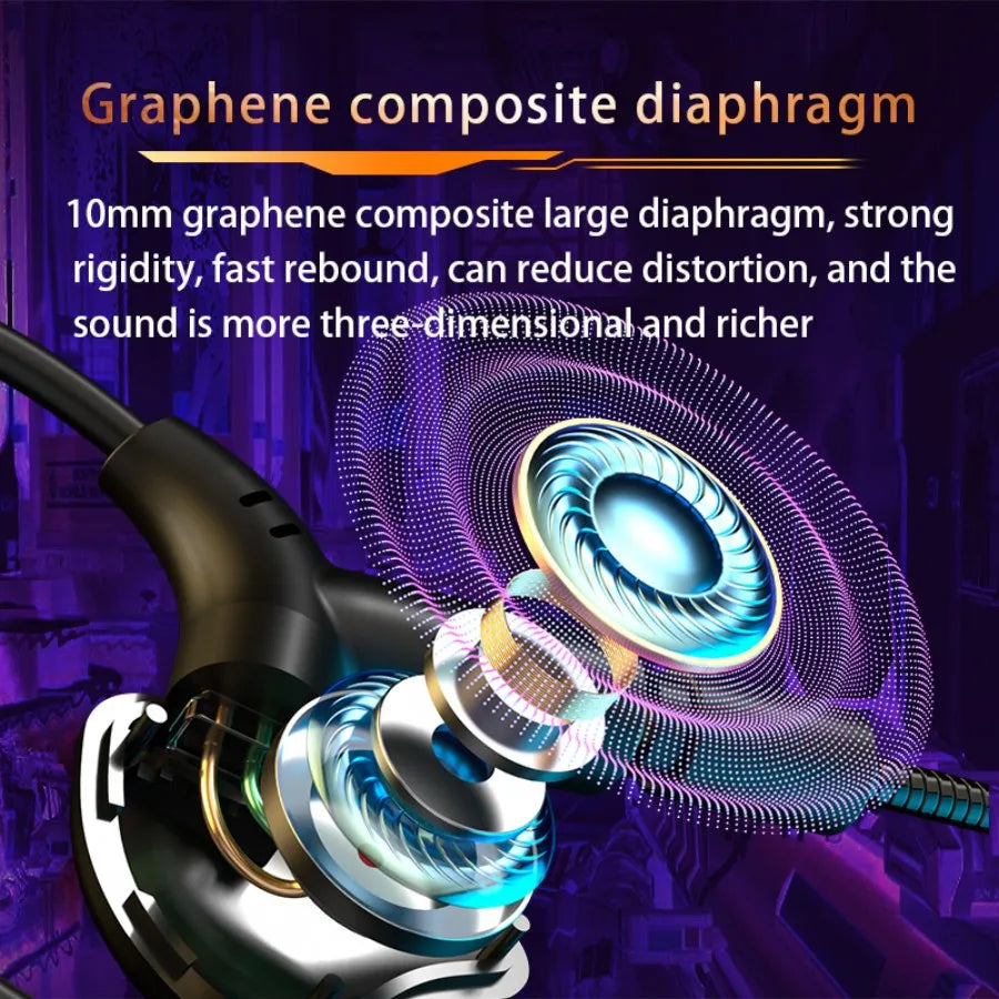 VAORLO 360° Surround Sound E-Sports Gaming Headset Wired Earphones with Dual Mic, HiFi Stereo Gaming Headphones, Type-C 3.5mm USB Low Latency PUBG Gaming Earbuds