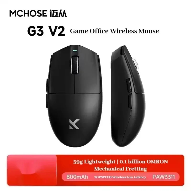 MCHOSE G3 V2 Pro Wireless Gaming Mouse PAW3395, Ultra-Lightweight Tri-Mode Bluetooth Gaming Mouse for Esports, Office & Professional Gaming