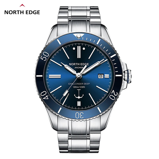 NORTH EDGE 42mm Men Mechanical Wristwatch Luxury Sapphire Glass MIYOTA 8215 Automatic Watches 10bar Waterproof Watch Men ANCHOR