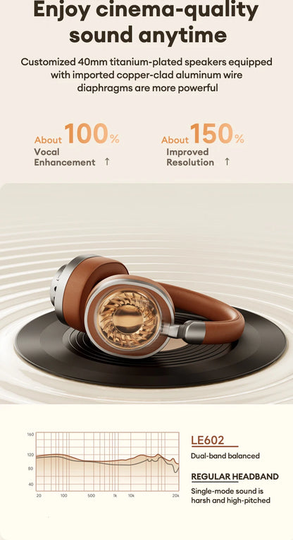 Lenovo LE602 Auriculares circumaurales Bluetooth 6.0 – Auriculares gaming HiFi estéreo ANC inalámbricos y con cable con micrófono ENC HD