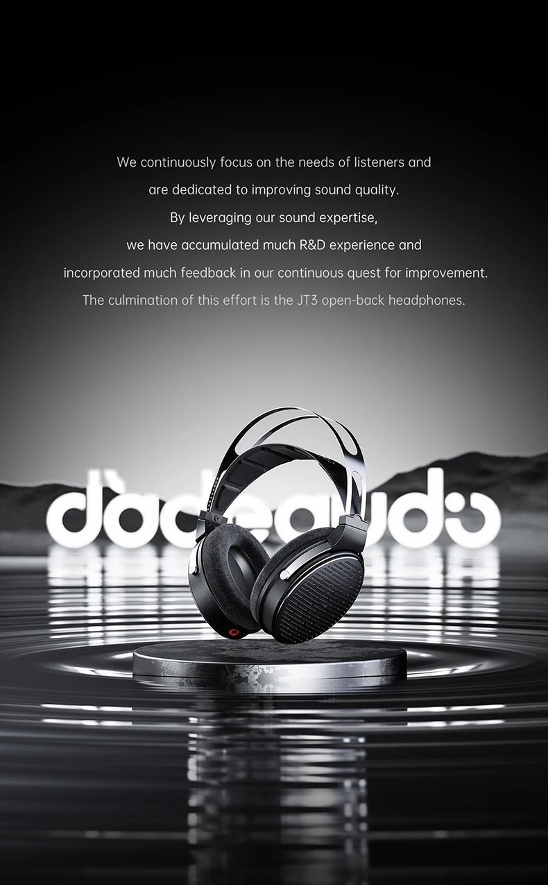 FiiO JT3 Open-Back Wired Over-Ear Headphones 50mm Dynamic Driver HiFi Detachable Cable Headset