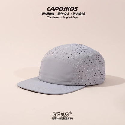 Șapcă de baseball cu cinci panouri, culoare solidă, cu logo personalizat, uscare rapidă, pentru bărbați și femei, din plasă respirabilă, pentru camping, sport și skateboard