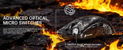 Mouse de gaming wireless ATTACK SHARK R11 ULTRA din fibră de carbon, 8000Hz, PAW3950MAX, 42000DPI, greutate redusă 49g, 20000FPS, Nordic 52840