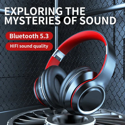 Shoumi Wireless Bluetooth 5.0 Headphones with Mic, TF Card MP3 Player, Deep Bass Over-Ear Gaming Headset with Display Screen