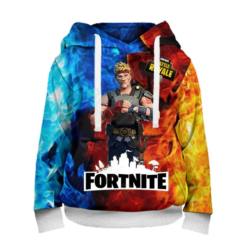 Sweatshirt com capuz Fortnite para homem, estampado 3D, moda Battle Game, para rapazes e raparigas, estilo hip hop, casaco casual masculino
