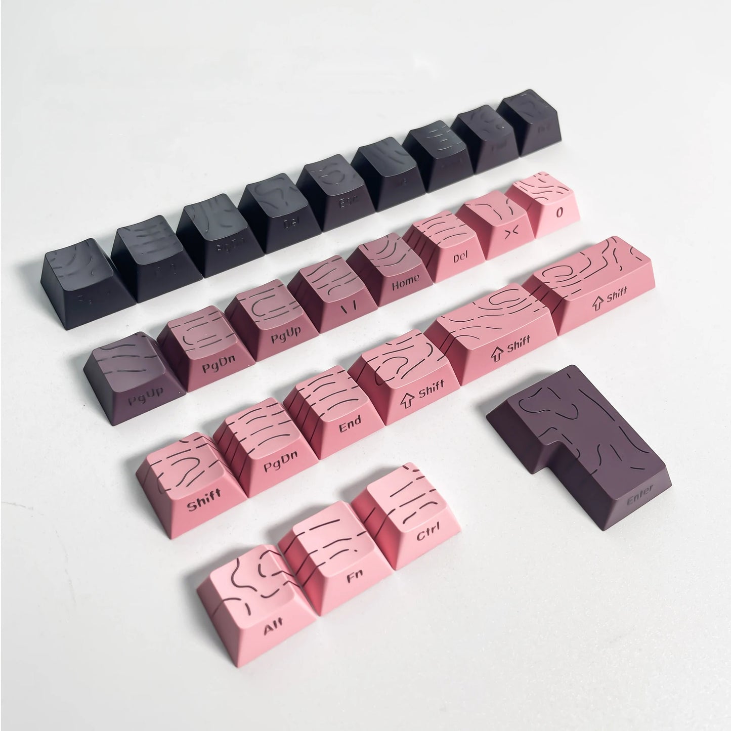 Topographic 4.0 Side Printed Keycaps Cherry Profile Double Shot PBT Keycaps for MX Switch Mechanical Keyboard with ISO Enter Shine Through Keycaps