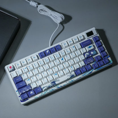 Womier Wired Mechanical Gaming Keyboard with OLED Display, Hot-Swappable RGB Keyboard, PBT Pudding Keycaps, 81-Key USB-C Mechanical Keyboard for PC & Laptop