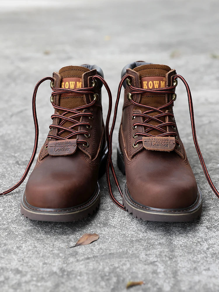 KOWM Scarpe da trekking da uomo in pelle bovina per attività all'aperto, impermeabili, tattiche, scarpe da deserto, stivali da caccia, stivali da neve, sneakers con pelliccia, scarpe da trekking da donna