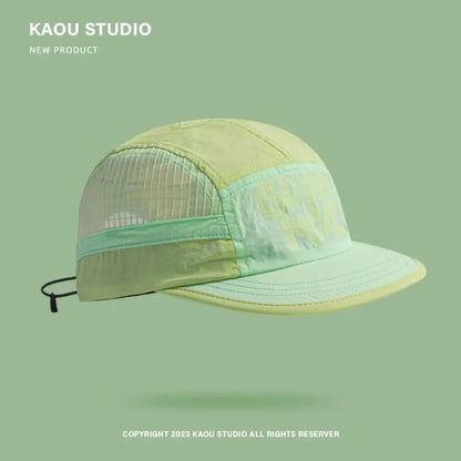 Baseballkappe mit weicher Krempe, schnell trocknend, Retro-Stil, 5-Panel, Sonnenschutz, atmungsaktiv, Freizeitkappe, Hip-Hop-Kappe, Mesh-Laufkappen