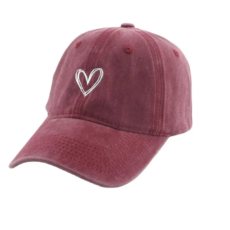 Cappellini da baseball sportivi e alla moda per uomo e donna con ricamo a forma di cuore, cappellino snapback in cotone lavato, modello “Dad Hat”