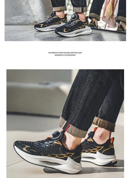 Zapatillas deportivas informales de verano transpirables para hombre, nuevas zapatillas de running de malla transpirable, modernas y versátiles, con hebilla giratoria, adecuadas para deportes al aire libre y para el día a día