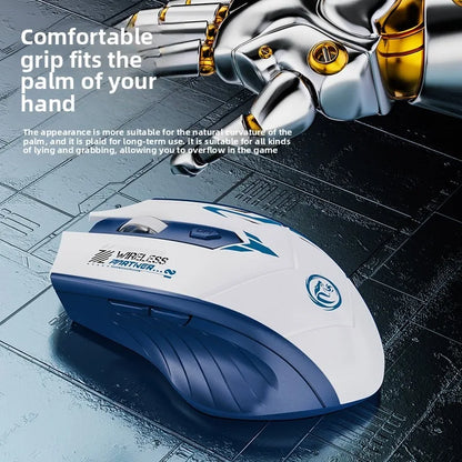 Wireless Gaming Mouse 2.4G Bluetooth Rechargeable Silent Mouse, Dual Mode Wireless Gaming Mouse with 6 Buttons, Adjustable DPI, Ergonomic Mouse for PC, Laptop & Mac