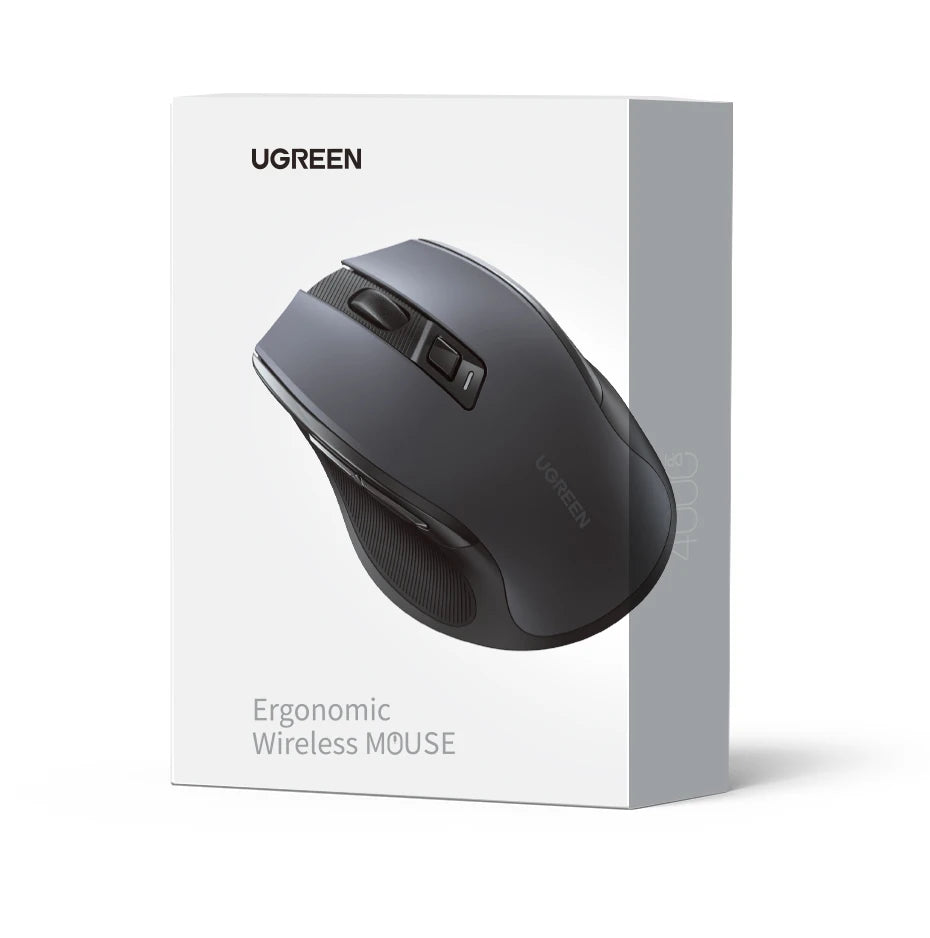 UGREEN Wireless Mouse Bluetooth 5.0 & 2.4G Ergonomic Mouse, 4000 DPI Silent Wireless Mouse with 6 Buttons for Laptop, MacBook, PC & Tablet