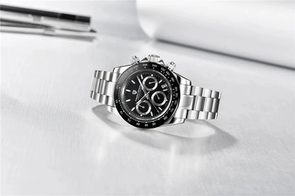 Męski zegarek chronograf PAGANI DESIGN – Luksusowy zegarek na rękę z mechanizmem kwarcowym, podświetlany i wodoodporny.