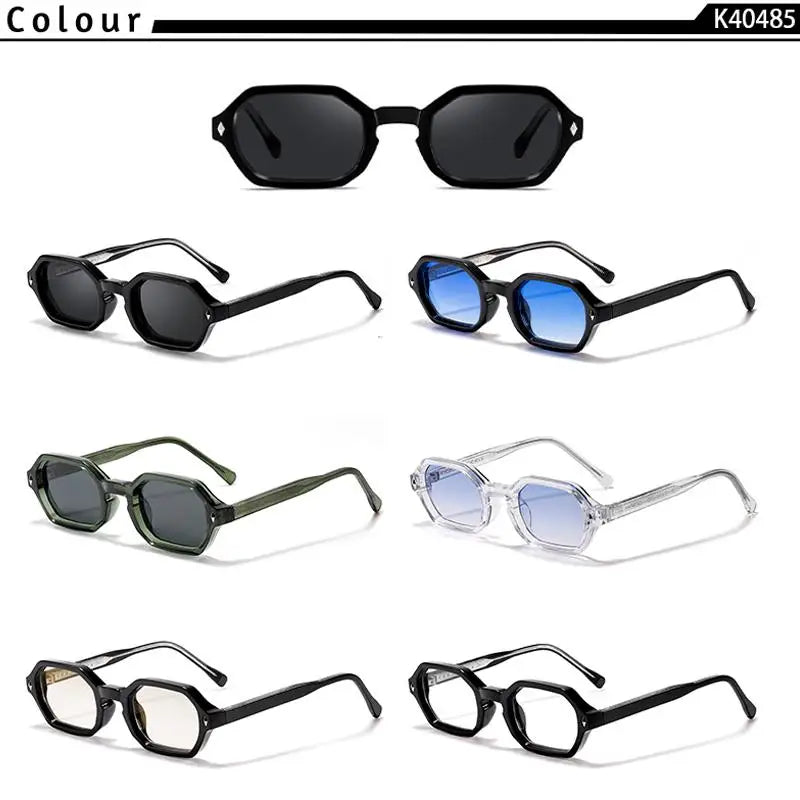 CATERSIDE Polygon Sunglasses Fashion Men Small Frame Gradient Lens Sun Glasses for Summer Beach Party Ideal Choice for Gifts