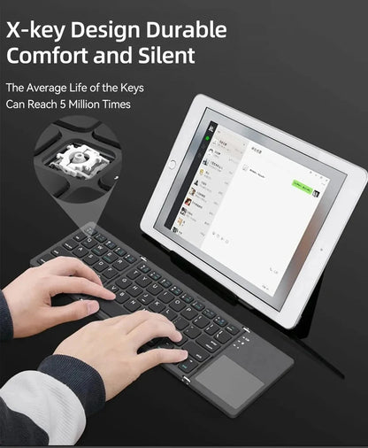Russian/Spanish/English B033 Mini Foldable keyboard, Wireless Bluetooth Keyboard Recharger with Touchpad for Windows Android IOS