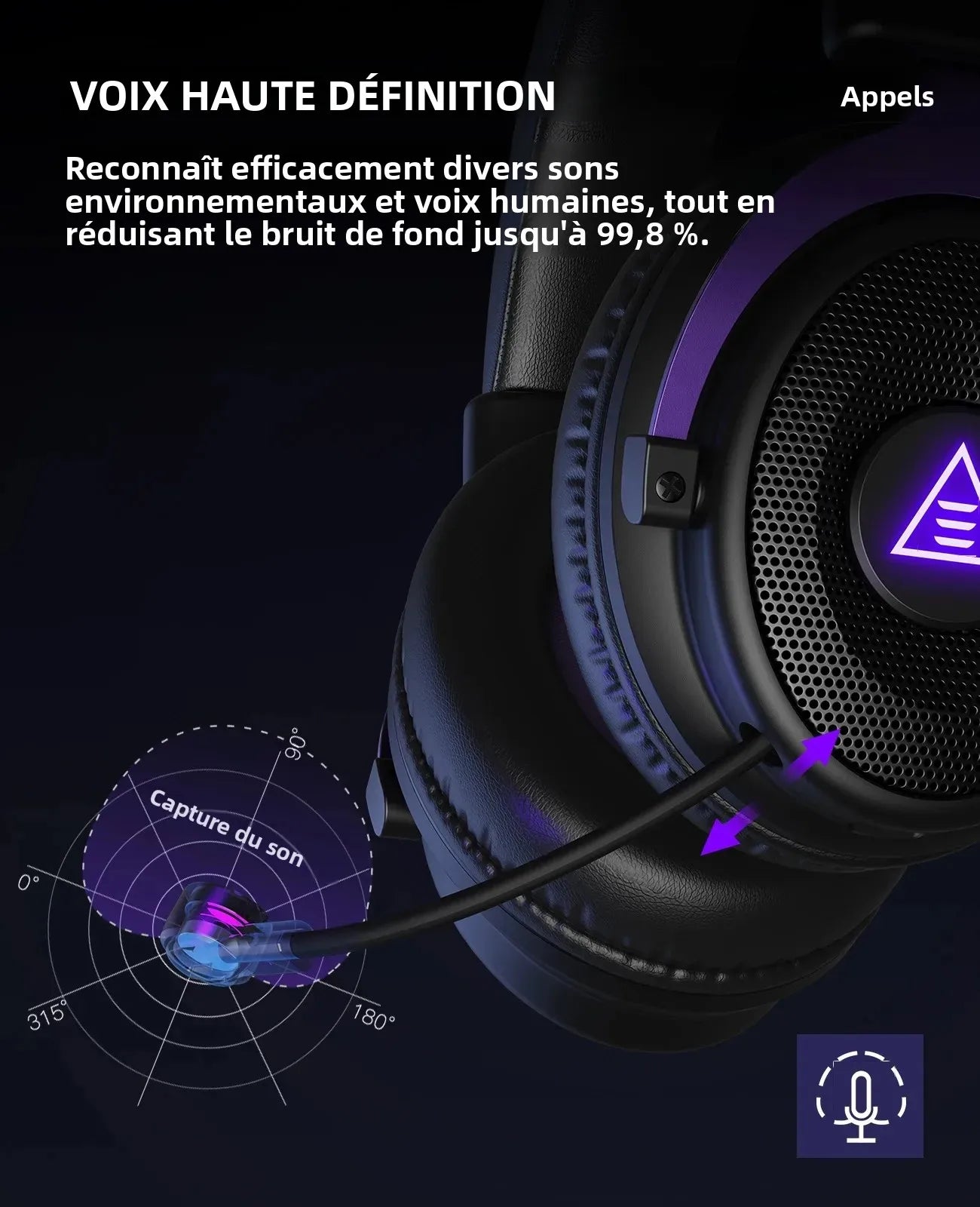 OneOdio EKSA E900 WT Wireless Gaming Headset Tri-Mode Bluetooth 5.3, 2.4GHz RGB Gaming Headset with Noise Cancelling Mic, 80H Battery for PC, PS5, PS4