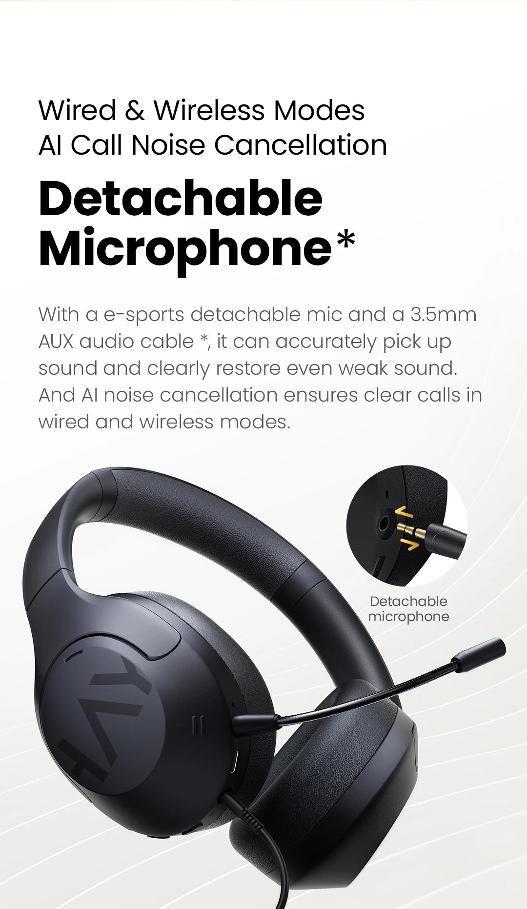 HAYLOU S30 Wireless Bluetooth 5.4 Headphones – 43dB Adaptive Noise Cancelling Over-Ear Headphones, 40mm Driver, 80H Playtime Hi-Res ANC Headset with Microphone