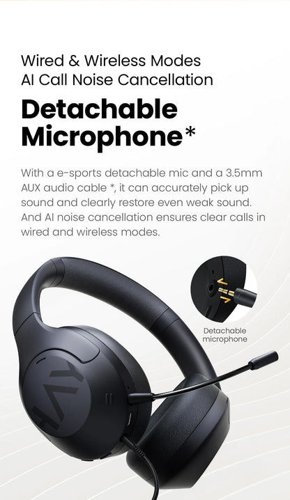 HAYLOU S30 Wireless Bluetooth 5.4 Headphones – 43dB Adaptive Noise Cancelling Over-Ear Headphones, 40mm Driver, 80H Playtime Hi-Res ANC Headset with Microphone