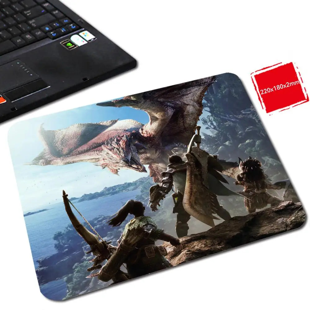 M_monster H_hunter W_world Mouse Pad Gabinete Gamer Pc Small Cute Desk Mat Mouse Pad Wrist Protector Computer Desk Accessories