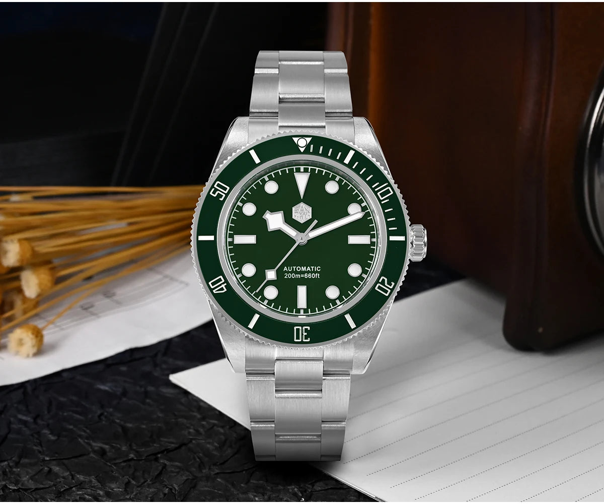 San Martin 40mm NH35 Automatic Men Diving Watch 20ATM Waterproof BB58 Sapphire Wristwatch BGW-9 C3 Luminous Reloj SN0008C/D