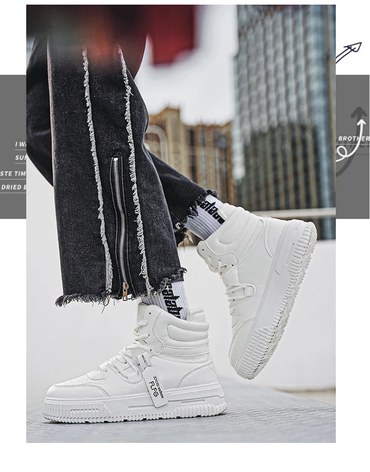 Modische Freizeit-Sneaker, High-Top-Skateboard-Schuhe, Studentenstiefel, Herren und Damen, trendig, strapazierfähig, zweifarbig, für Paare