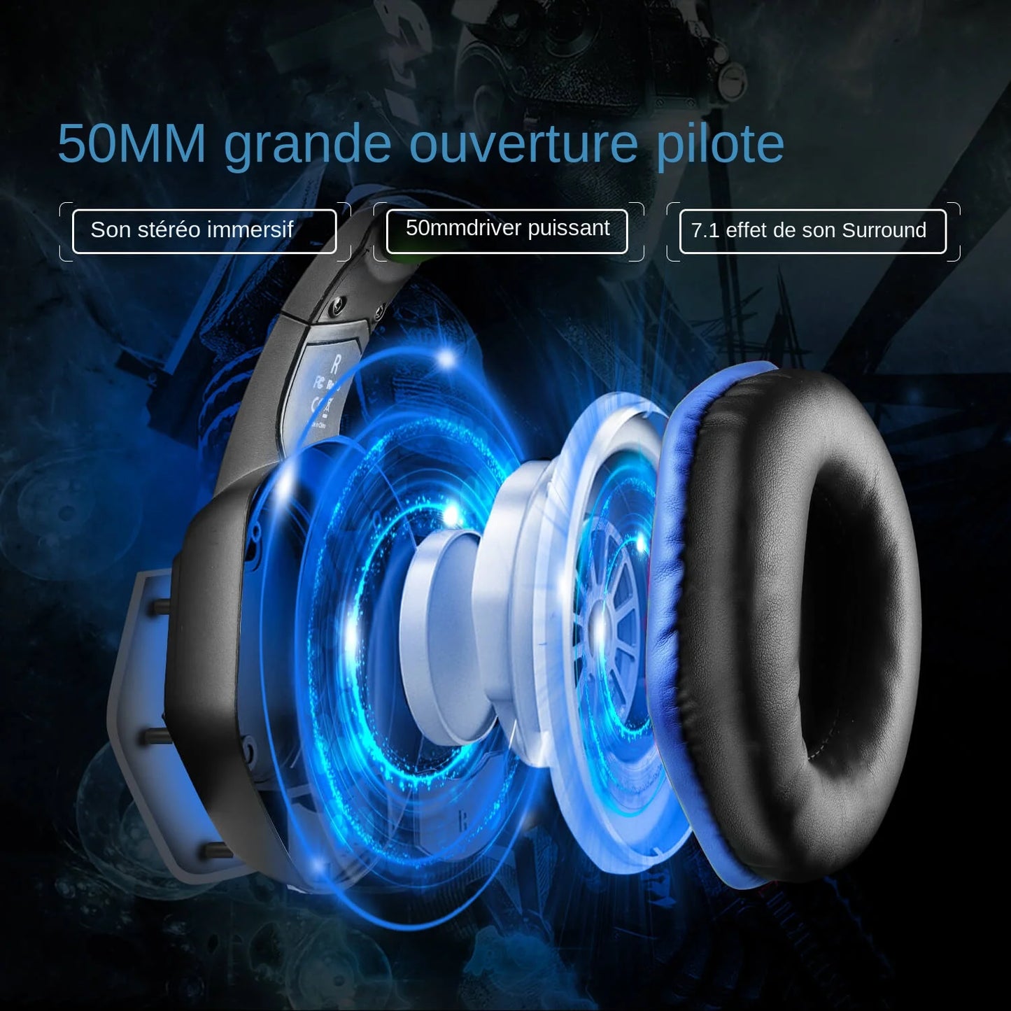 EKSA E1000 Gaming Headphones For PC/PS4/PS5 7.1 Surround RGB Gaming Headset Gamer USB Wired Headphones with Noise Cancelling Mic