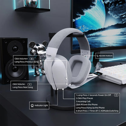 Auriculares gaming ATTACK SHARK L80PRO 3 en 1 – Auriculares Bluetooth inalámbricos de baja latencia con doble micrófono, sonido Hi-Fi de 40mm y conexión estable