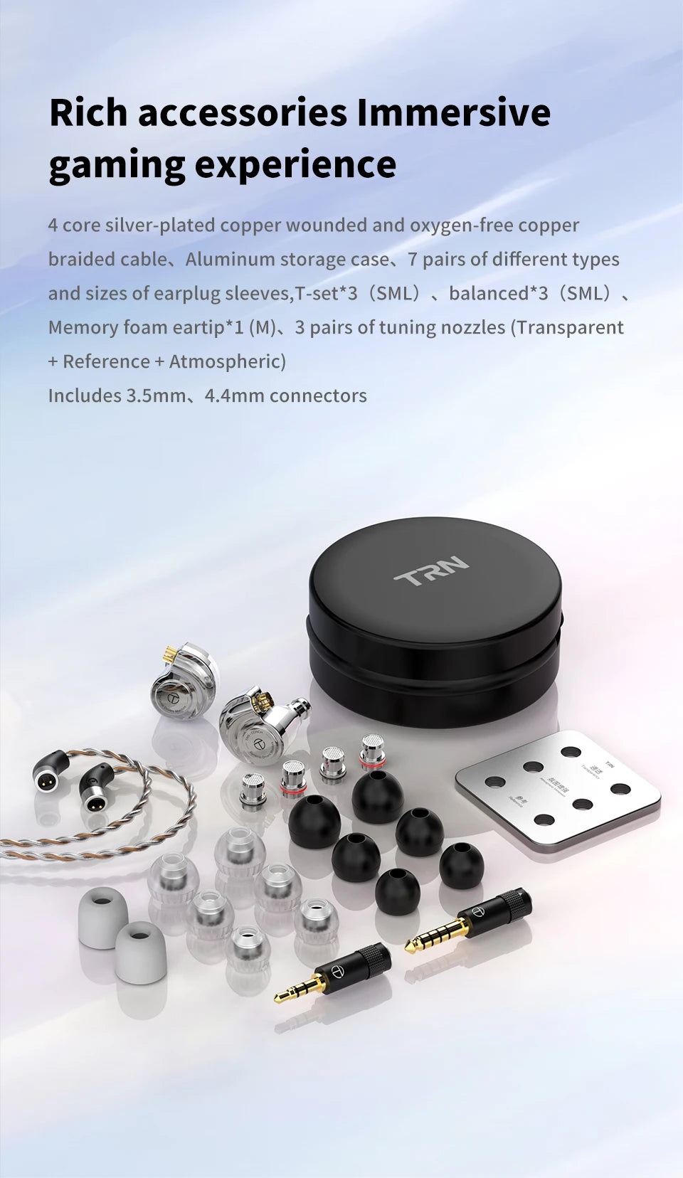 TRN Conch In-Ear Monitor Earphones – DLC Diamond Diaphragm Dynamic Driver HiFi Wired Earbuds with Tuning Nozzle Filters