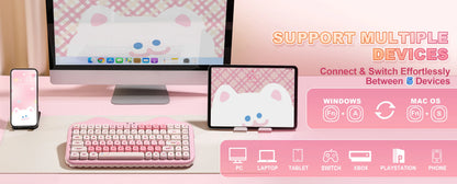 YUNZII C75 Wireless Mechanical Keyboard, 75% Creamy Hot Swap Custom RGB Keyboard, Gasket Cute Cake Design, for Win/Mac/Gaming